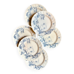 6 assiettes plates gien en terre de fer, service  rinceaux  n�1