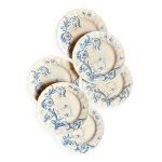 6 assiettes plates gien en terre de fer, service  rinceaux  n2