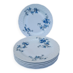 6 assiettes plates en porcelaine bernardaud - modle saint - saens - annes 70