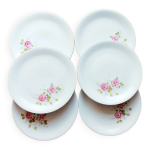 6 assiettes plates porcelaine blanche fleurie