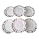 6 assiettes plates en porcelaine de chartres sur cher, pate et émail de limoges 6 assiettes plates en porcelaine de chartres sur cher, pate et émail de limoges
