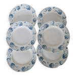 6 assiettes plates - service antique de vaisselle 82 pices faence sarreguemines style art nouveau