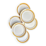 6 assiettes plates st amand en faïence jaune et dorée 6 assiettes plates st amand en faïence jaune et dorée
