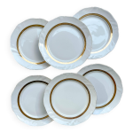 6 assiettes plates vintage en porcelaine blanche et dore limoge france adp  ariane  vaisselle ancienne ...