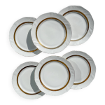 6 assiettes plates vintage en porcelaine blanche et dore limoge france adp  ariane  vaisselle ancienne ...