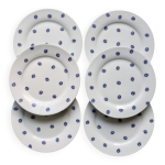 6 assiettes plates vintage en porcelaine blanche � roses bleues