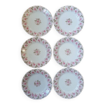 6 assiette terre de fer gien guirlande de roses