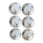6 assiettes vintages en porcelaine blanche de limoge signes t. l. b, fleurs