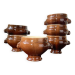 6 bols tête de lion en céramique emile henry bi - colore marron et crème vintage made in france 6 bols tête de lion en céramique emile henry bi - colore marron et crème vintage made in france
