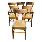 6 chaises bistrot en paille et htre