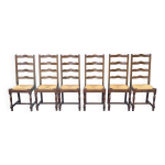 6 chaises bois massif chne fonc brillant et paille