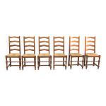 6 chaises bois massif chne moyen et paille dossier haut 102cm