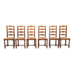 6 chaises bois massif chne moyen satin et paille dossier haut