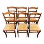 6 chaises en bois massif et daim velours jaune louis philippe