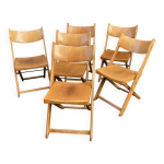 6 chaises de caf bistrot terrasse pliantes en bois 60's