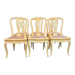 6 chaises cann�es jaunes