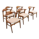 6 chaises erik kirkegaard pour hng stolefabrik modle 49, milieu xxme