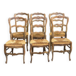 6 chaises louis xv en bois massif chne moyen et pailles poque 19me