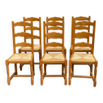 6 chaises  manger bois massif chne blond pailles 105cm