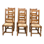 6 chaises  manger bois massif chne moyen pailles 110cm