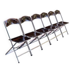 6 chaises pliantes en plexiglas fum et mtal chrome chaisor 1970