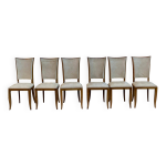6 chaises de salle à manger style italien scandinave 1950 bois et cuir 6 chaises de salle à manger style italien scandinave 1950 bois et cuir