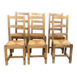 6 chaises scandinaves baumann bois massif et paille