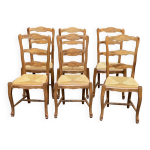 6 chaises style louis xv en chne massif sculpt et paille