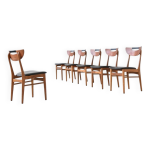 6 chaises en teck et simili cuir, danemark 1960 6 chaises en teck et simili cuir, danemark 1960