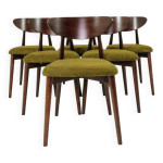 Ensemble de 6 chaises de salle à manger, revêtement vert herbe noyer foncé Ensemble de 6 chaises de salle à manger, revêtement vert herbe noyer foncé