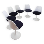 6 chaises tulipes pivotantes par rudi bonzanini, 1970 6 chaises tulipes pivotantes par rudi bonzanini, 1970