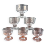 6 coupes  champagne cavalier transparents pied pais vintage france