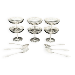 6 coupes � dessert en inox + cuill�res jean couzon france