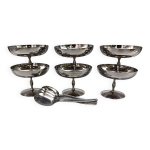 6 coupes  glace et cuillres en acier inoxydable, franais, bol inox