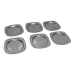 6 coupelles plates inox