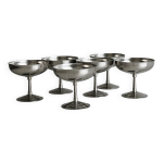 6 coupelles sur pied en inox mat style letang remy