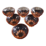 6 coupelles verre rose pied toile