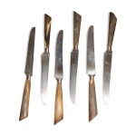 6 couteaux en corne de 1960