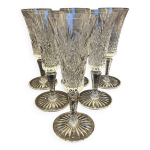 6 flûtes à champagne en cristal taillé 6 flûtes à champagne en cristal taillé