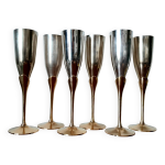6 fltes  champagne laiton et mtal argent 1970