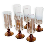 6 fl�tes � champagne pied ambr�, ann�es 70