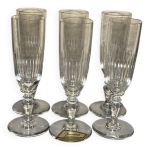 6 fltes  champagne modle renaissance en cristal de baccarat + bote d'or