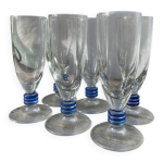 6 fl�tes � champagne transparente pied bleu design