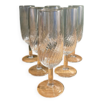6 fl�tes � champagne en verre transparent en tr�s bon �tat
