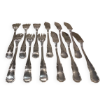 6 fourchettes 6 couteaux � poisson m�tal argent� ercuis valencay