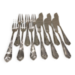 6 fourchettes 6 couteaux � poisson m�tal argent� orf�vre ercuis lxv 29