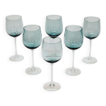 6 grands verres ballon a vin ou eau en verre souffl couleur bleu ptrole