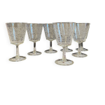 6 grands verres  pied anciens  vin ou  eau grav arabesque