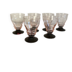 6 grands verres  vin ou  eau art dco rose et pied noir