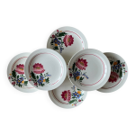 6 grandes assiettes mi - creuses anciennes en fa�ence de sarreguemines
